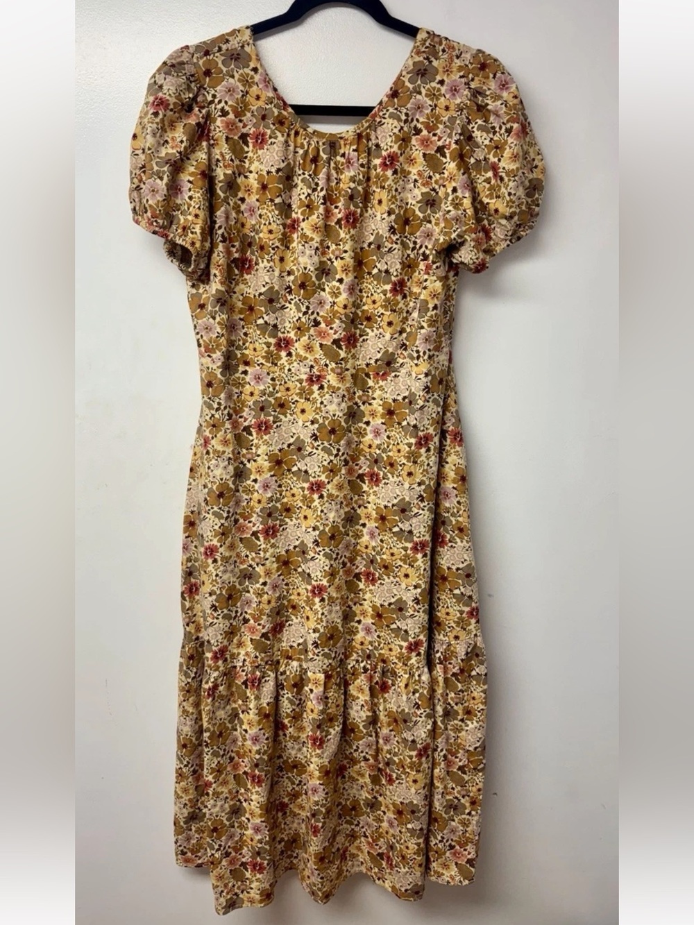 Madewell Puff Sleeve Open Back Midi Dress 10 Flora Field Floral Cottagecore - Picture 3 of 10